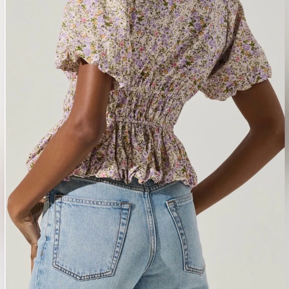 Astr Floral Print Puff Sleeve Blouse